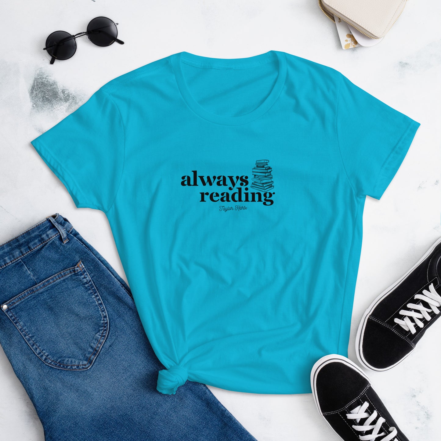 Always Reading Book Stack Women's Fitted Shirt
