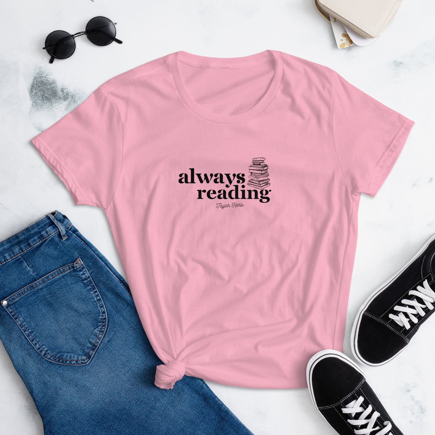 Always Reading Book Stack Women's Fitted Shirt